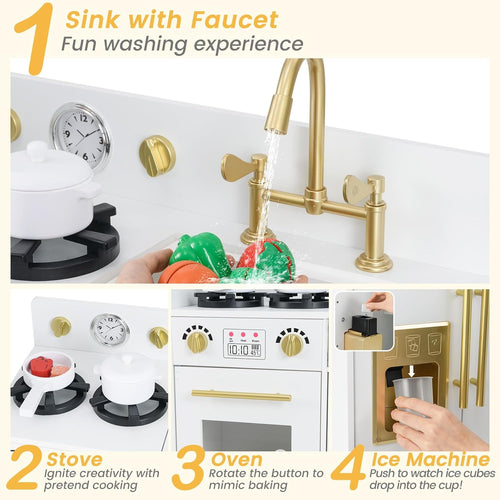 OLAKIDS Play Kitchen Set, Kids Children Pretend Toy Kitchen 2-Piece Playset for Girls Boys Ages 3+