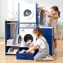 OLAKIDS Kids Toy Washing Machine Playset, Wooden Washer Pretend Laundry Set