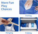 OLAKIDS Kids Toy Washing Machine Playset, Wooden Washer Pretend Laundry Set