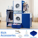 OLAKIDS Kids Toy Washing Machine Playset, Wooden Washer Pretend Laundry Set