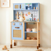 INFANS Play Kitchen for Kids, Wooden Pretend Playset Toddler Cooking Toy Gift for Boys Girls Aged 3+