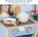INFANS Play Kitchen for Kids, Wooden Pretend Playset Toddler Cooking Toy Gift for Boys Girls Aged 3+