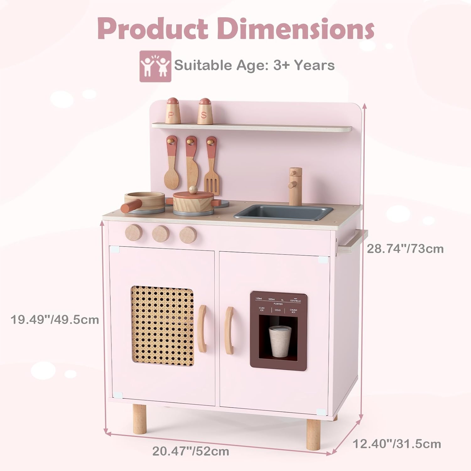 INFANS Play Kitchen for Kids, Wooden Pretend Playset Toddler Cooking Toy Gift for Boys Girls Aged 3+