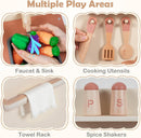 INFANS Play Kitchen for Kids, Wooden Pretend Playset Toddler Cooking Toy Gift for Boys Girls Aged 3+