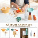 OLAKIDS Corner Kids Kitchen Play Set, Toddler Wooden Pretend Toy Cooking Set with Range Hood Dishwasher Trash Bin Light Sound Stove Storage Cabinet, Realistic Play Kitchen Gift for Boys Girls