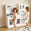 OLAKIDS Wooden Toddler Kitchen Playset with Realistic Lights, Sounds & Appliances
