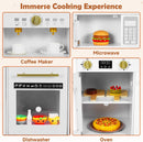 OLAKIDS Wooden Toddler Kitchen Playset with Realistic Lights, Sounds & Appliances