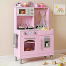 OLAKIDS Wooden Kids Kitchen Playset with Adjustable Height & Sounds