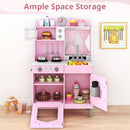 OLAKIDS Wooden Kids Kitchen Playset with Adjustable Height & Sounds
