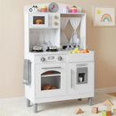 OLAKIDS Wooden Kids Kitchen Playset with Adjustable Height & Sounds