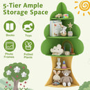 OLAKIDS Tree Kids Bookshelf Wood 5-Tier Corner Bookcase Playroom Boy Girls Gift