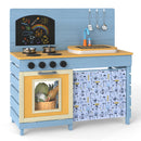 OLAKIDS Wooden Outdoor Mud Kitchen with Sink, Chalkboard & Stove for Kids
