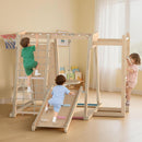 OLAKIDS Indoor Jungle Gym, 9 in 1 Wooden Montessori Baby Climbing Toys