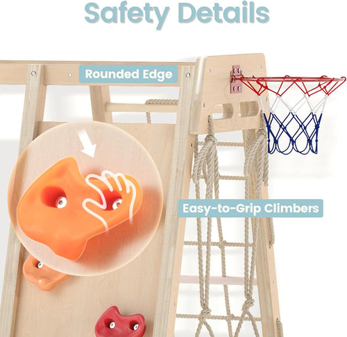 OLAKIDS Indoor Jungle Gym, 9 in 1 Wooden Montessori Baby Climbing Toys