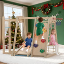 OLAKIDS Indoor Jungle Gym, 9 in 1 Wooden Montessori Baby Climbing Toys