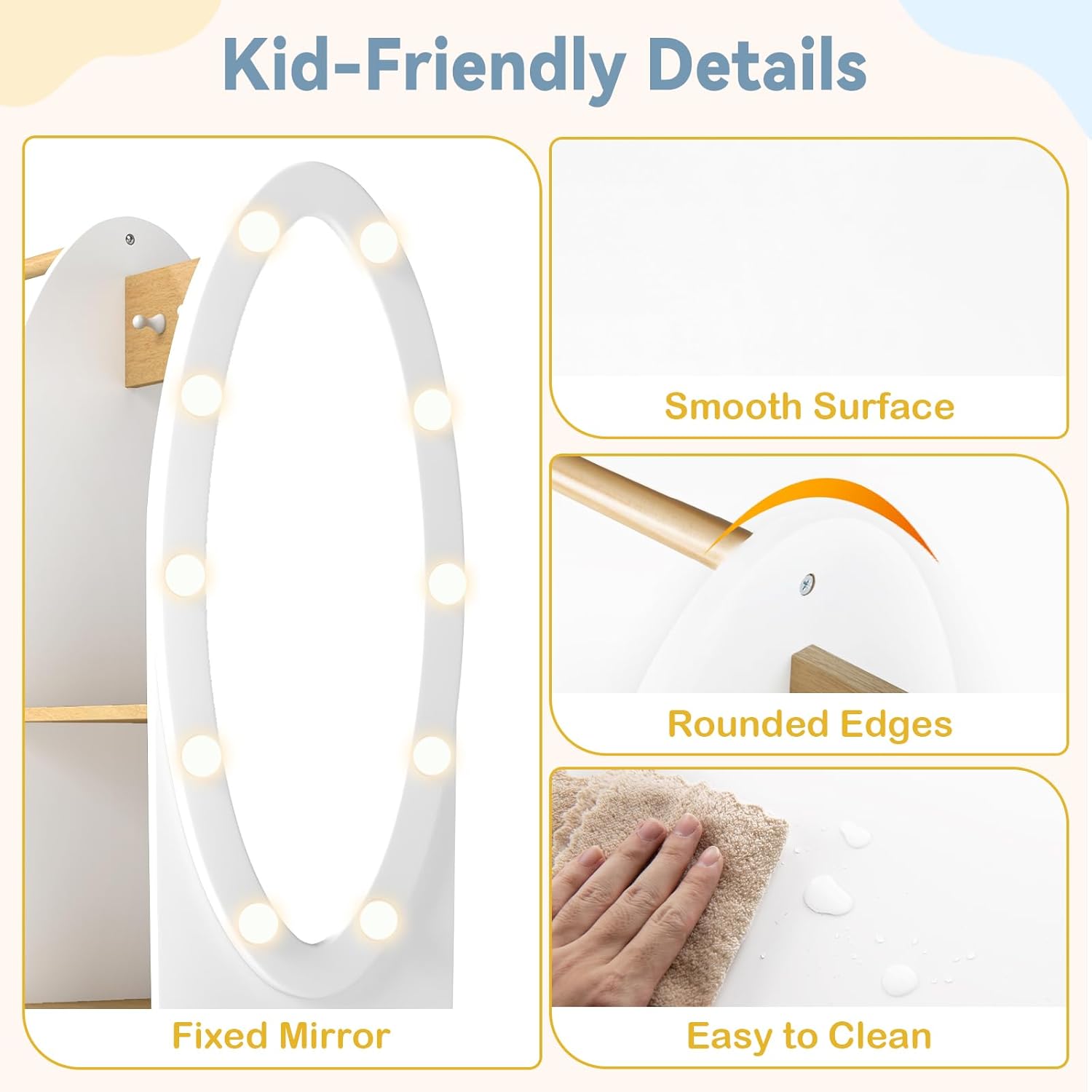 Olakids Kids Dress Up Storage with Mirror, Wooden Costume Wardrobe Closet