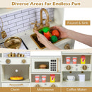 OLAKIDS Wooden Kids Kitchen Playset Toddler Pretend Cooking Toy for Boys Girls Aged 3+