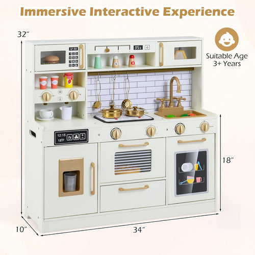 OLAKIDS Wooden Kids Kitchen Playset Toddler Pretend Cooking Toy for Boys Girls Aged 3+