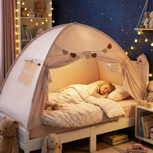 OLAKIDS Bed Tent with Flags Teepee Toys Gift for Boys Girls Aged 3+, 75’’ x 39’’ x 48’’