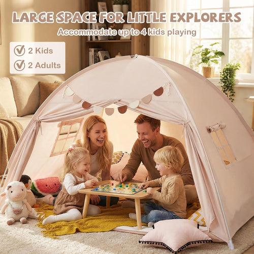 OLAKIDS Bed Tent with Flags Teepee Toys Gift for Boys Girls Aged 3+, 75’’ x 39’’ x 48’’