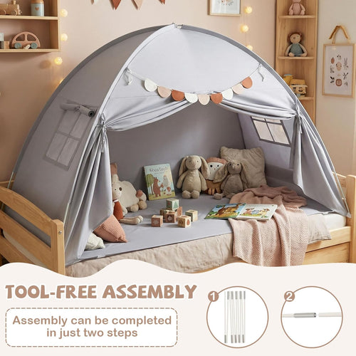 OLAKIDS Bed Tent with Flags Teepee Toys Gift for Boys Girls Aged 3+, 75’’ x 39’’ x 48’’