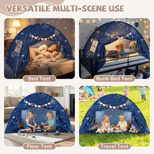 OLAKIDS Bed Tent with Flags Teepee Toys Gift for Boys Girls Aged 3+, 75’’ x 39’’ x 48’’