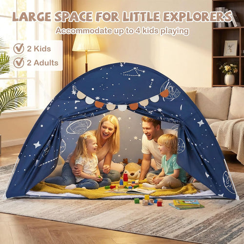 OLAKIDS Bed Tent with Flags Teepee Toys Gift for Boys Girls Aged 3+, 75’’ x 39’’ x 48’’