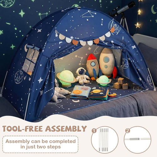 OLAKIDS Bed Tent with Flags Teepee Toys Gift for Boys Girls Aged 3+, 75’’ x 39’’ x 48’’
