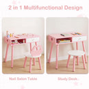 OLAKIDS Wooden Pretend Nail Salon Playset with Table, Stool & 8 Accessories