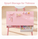OLAKIDS Wooden Pretend Nail Salon Playset with Table, Stool & 8 Accessories