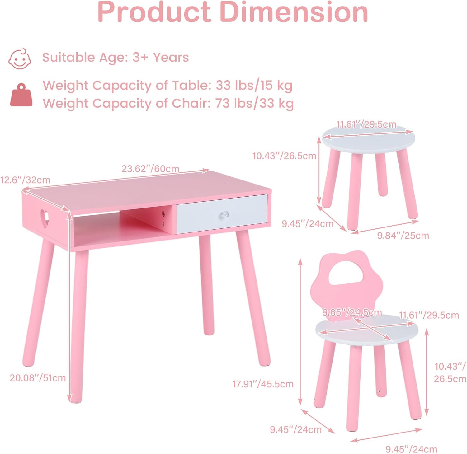 OLAKIDS Wooden Pretend Nail Salon Playset with Table, Stool & 8 Accessories