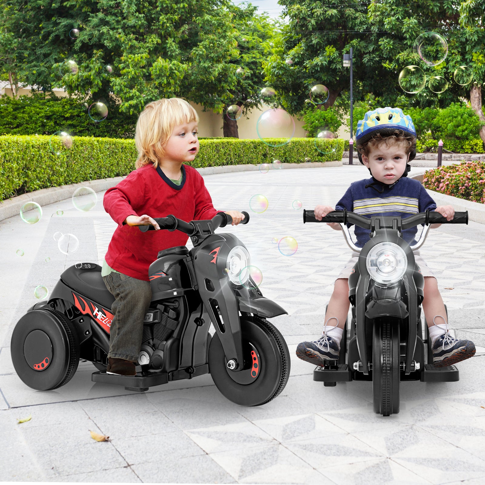 OLAKIDS Kids Motorcycle 6V Electric Ride On Car with Automatic Bubble Function for Toddler Ages 3+