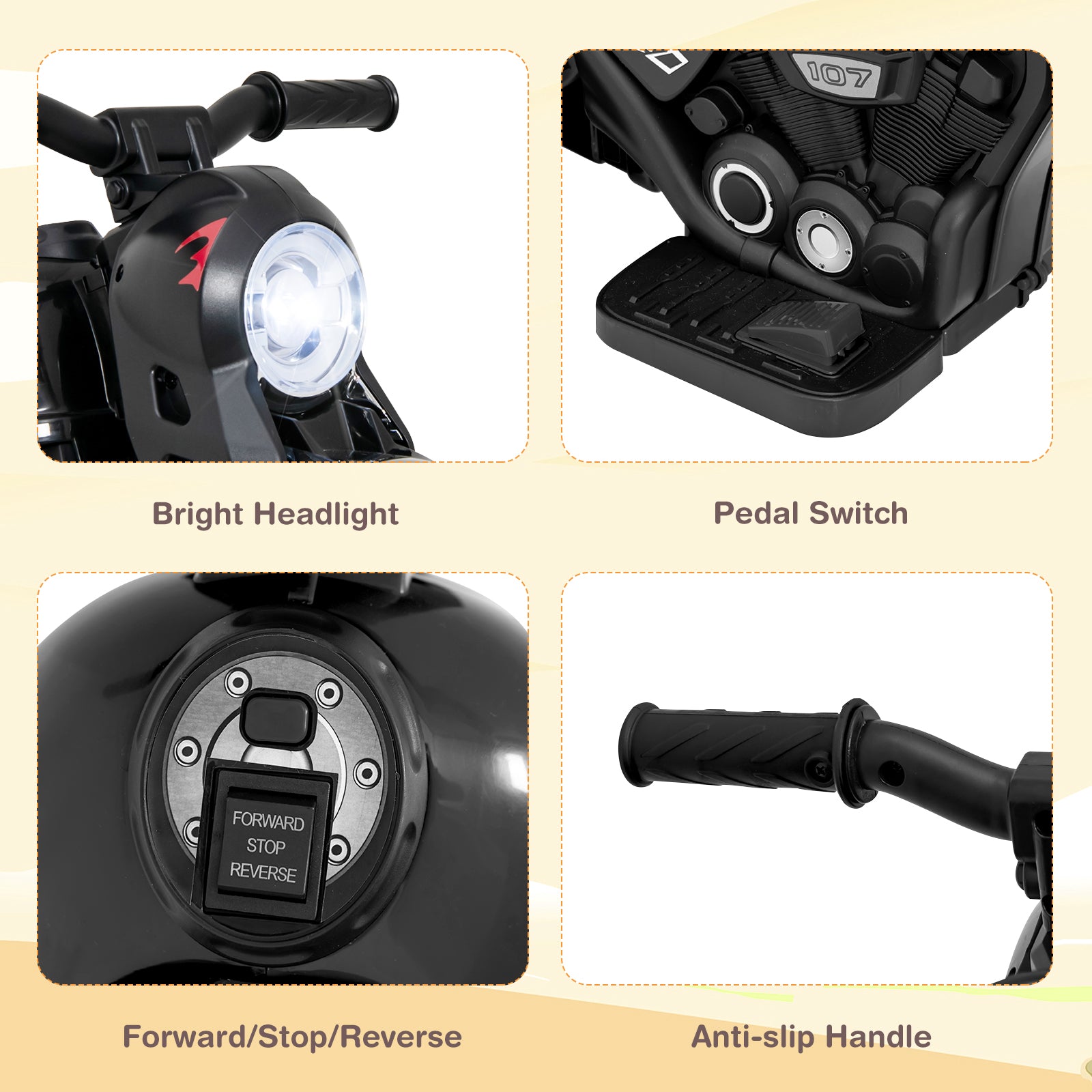 OLAKIDS Kids Motorcycle 6V Electric Ride On Car with Automatic Bubble Function for Toddler Ages 3+