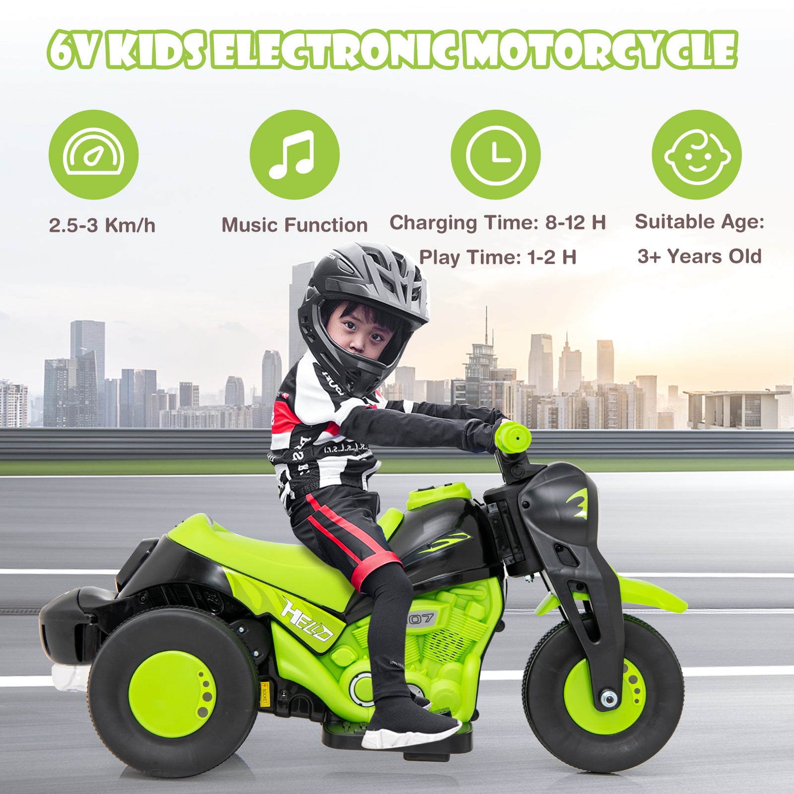 OLAKIDS Kids Motorcycle 6V Electric Ride On Car with Automatic Bubble Function for Toddler Ages 3+