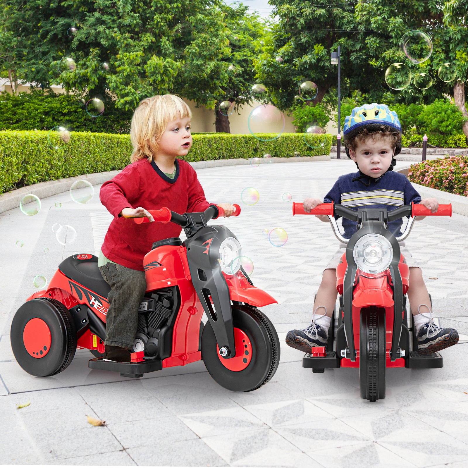 OLAKIDS Kids Motorcycle 6V Electric Ride On Car with Automatic Bubble Function for Toddler Ages 3+