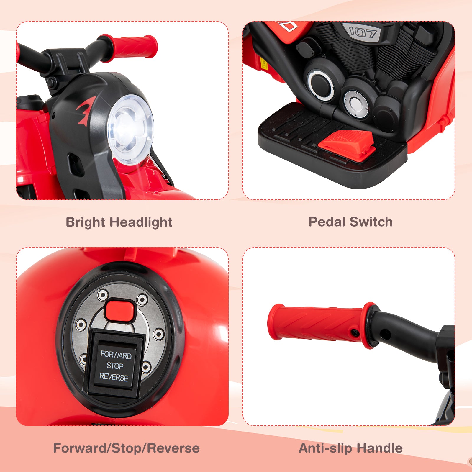 OLAKIDS Kids Motorcycle 6V Electric Ride On Car with Automatic Bubble Function for Toddler Ages 3+