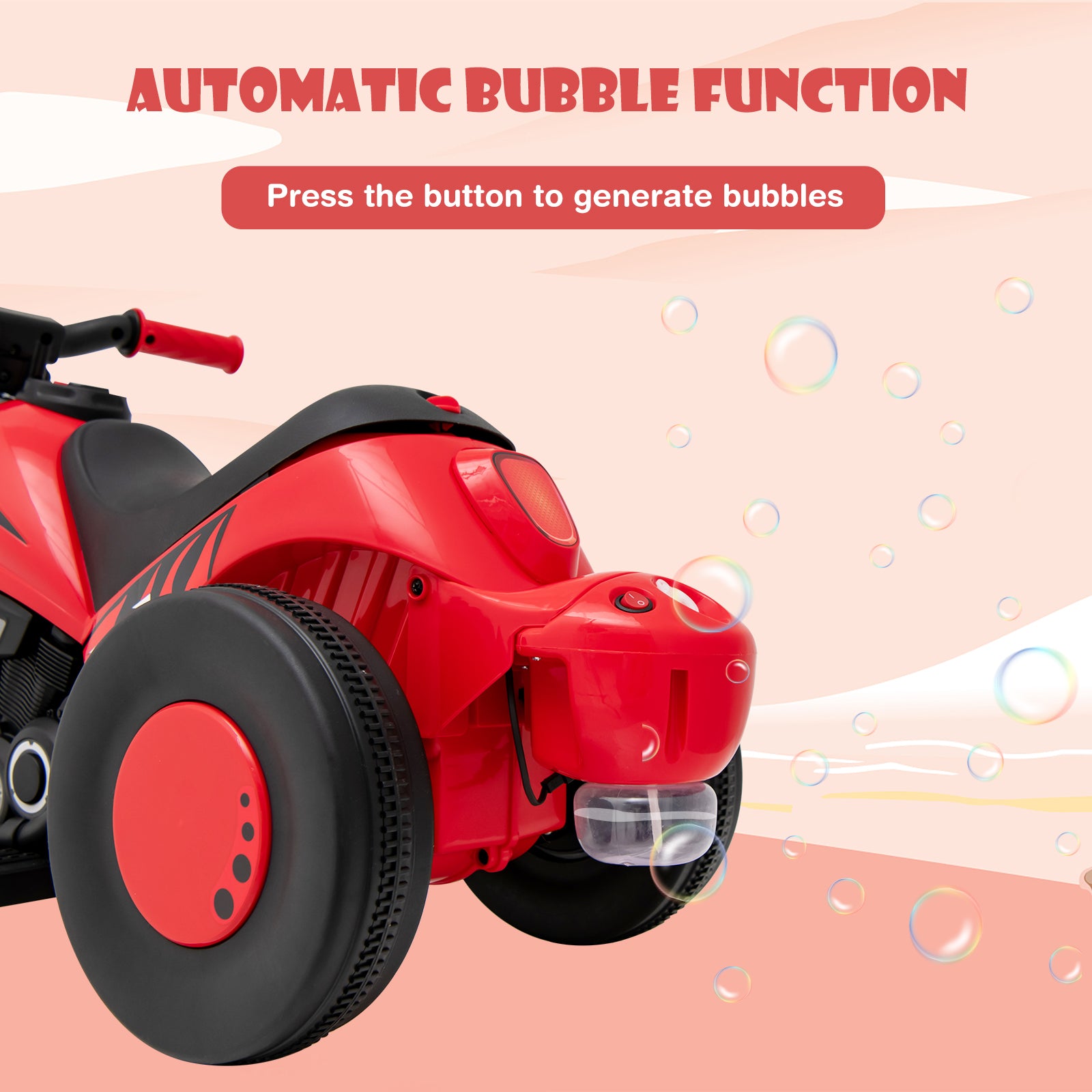 OLAKIDS Kids Motorcycle 6V Electric Ride On Car with Automatic Bubble Function for Toddler Ages 3+