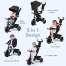 OLAKIDS Kids Tricycle 6 in 1 Baby Trike Toddler Bike with Reversible Seat  9-60 Months