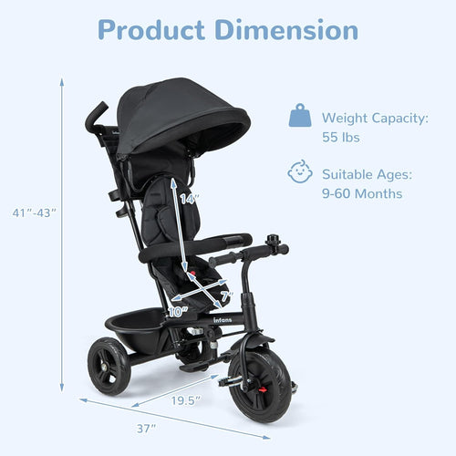 OLAKIDS Kids Tricycle 6 in 1 Baby Trike Toddler Bike with Reversible Seat  9-60 Months