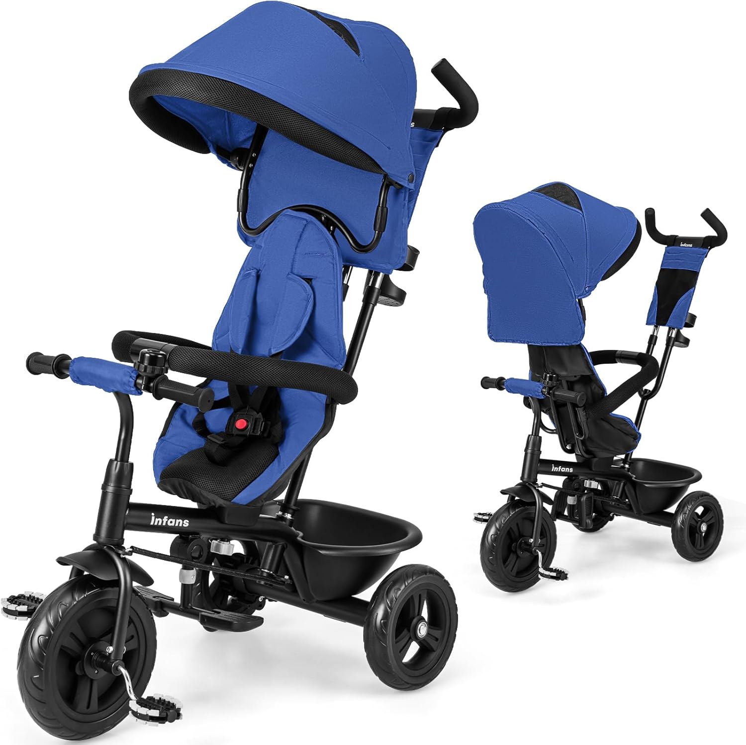 bike stroller for toddler OLAKIDS Kids Tricycle 6 in 1 Baby Trike Toddler Bike with Reversible Seat 9-60 Months Black