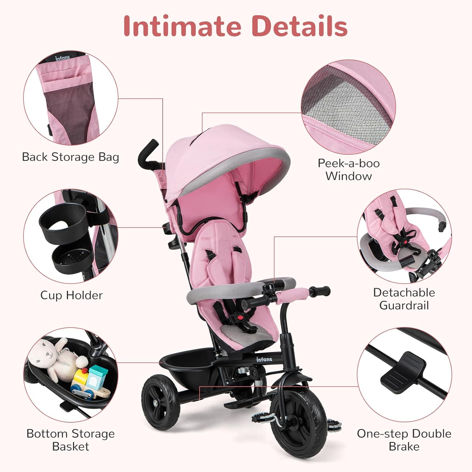OLAKIDS Kids Tricycle 6 in 1 Baby Trike Toddler Bike with Reversible Seat  9-60 Months