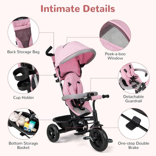 OLAKIDS Kids Tricycle 6 in 1 Baby Trike Toddler Bike with Reversible Seat  9-60 Months