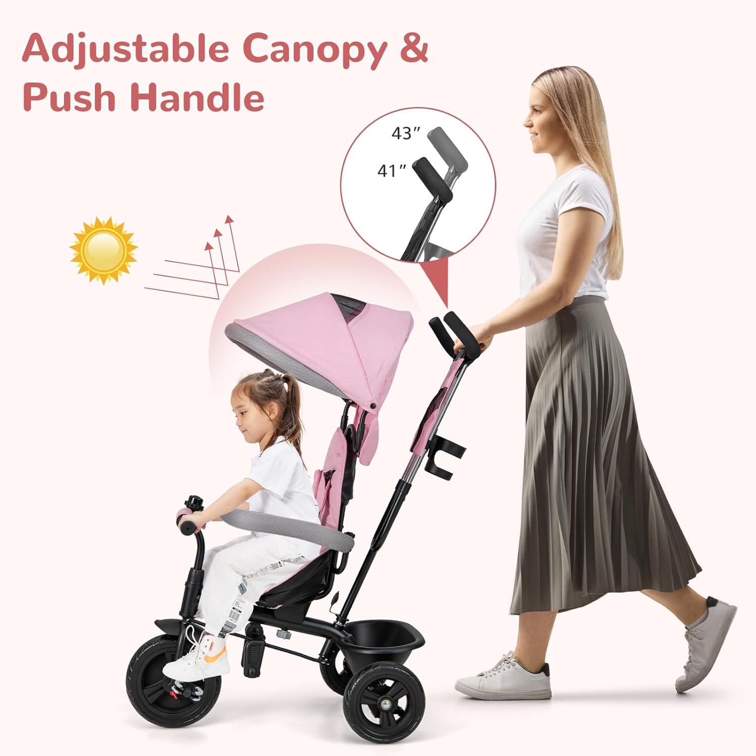 OLAKIDS Kids Tricycle 6 in 1 Baby Trike Toddler Bike with Reversible Seat  9-60 Months