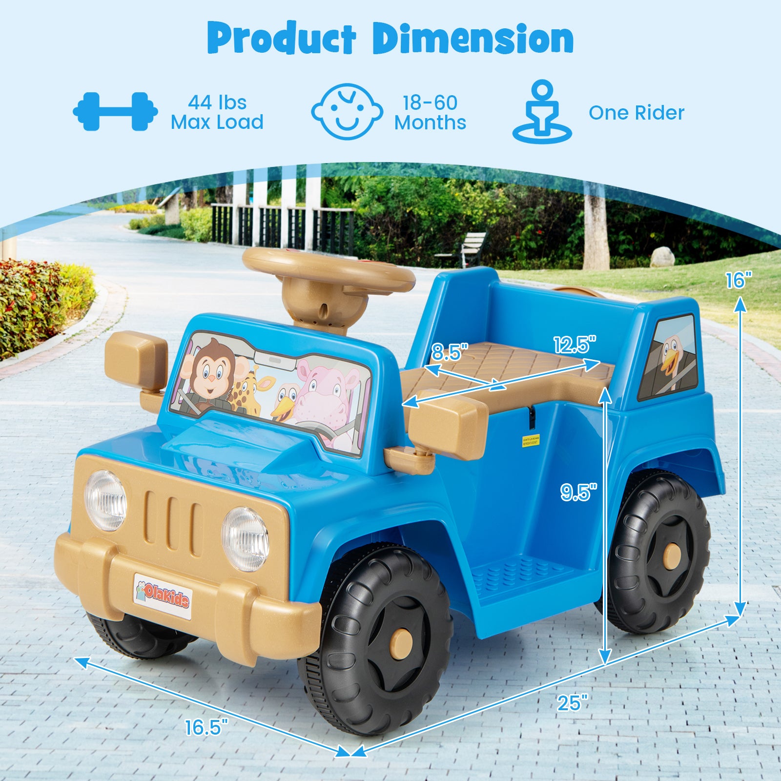 OLAKIDS Ride on Car, 6V Toddler Electric Vehicle for 18+ Months Boys Girls
