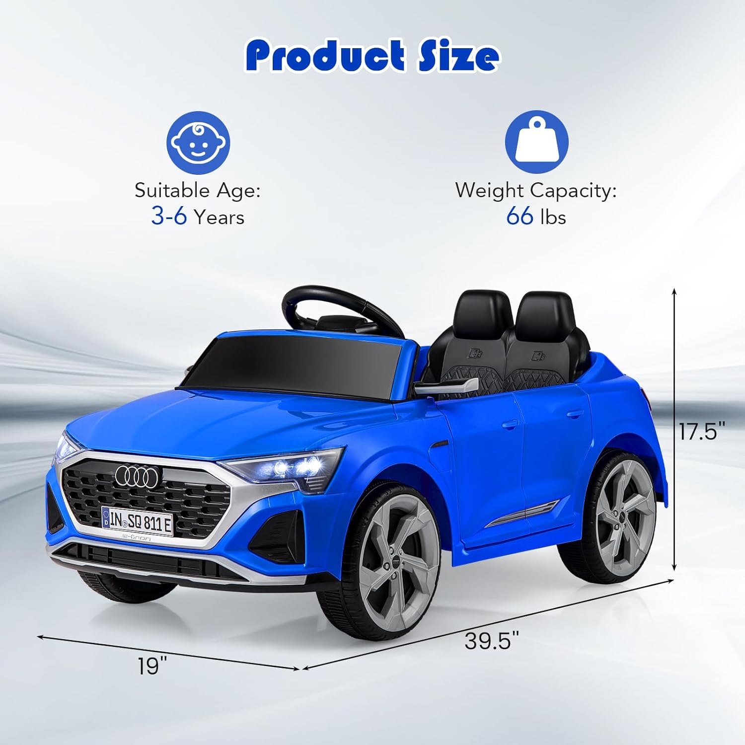 Licensed Audi SQ8 Ride on Car by OLAKIDS, 12V Kids Electric Vehicle with Remote Control, Toddlers Battery Powered Toy with 3 Speeds, Wheels Suspension, Music