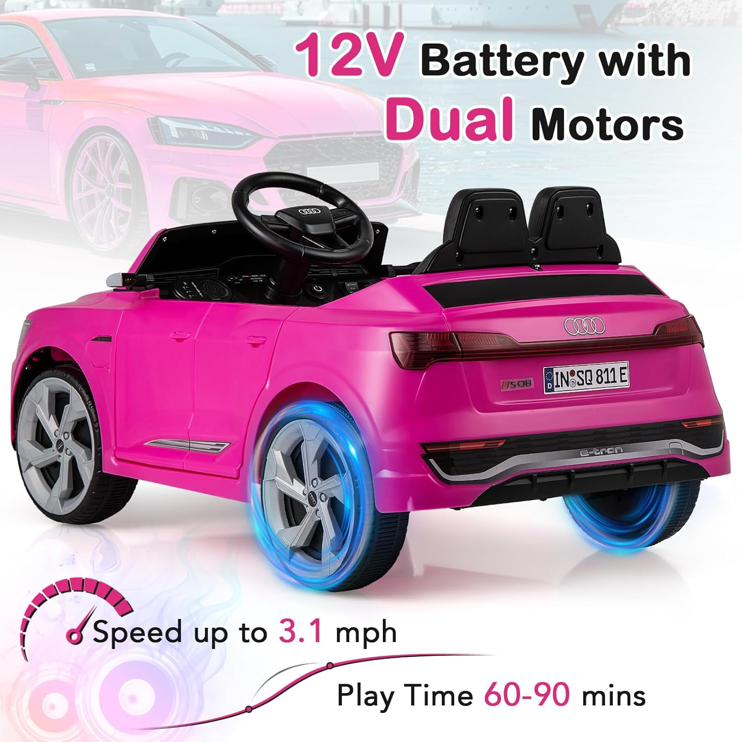 Licensed Audi SQ8 Ride on Car by OLAKIDS, 12V Kids Electric Vehicle with Remote Control, Toddlers Battery Powered Toy with 3 Speeds, Wheels Suspension, Music