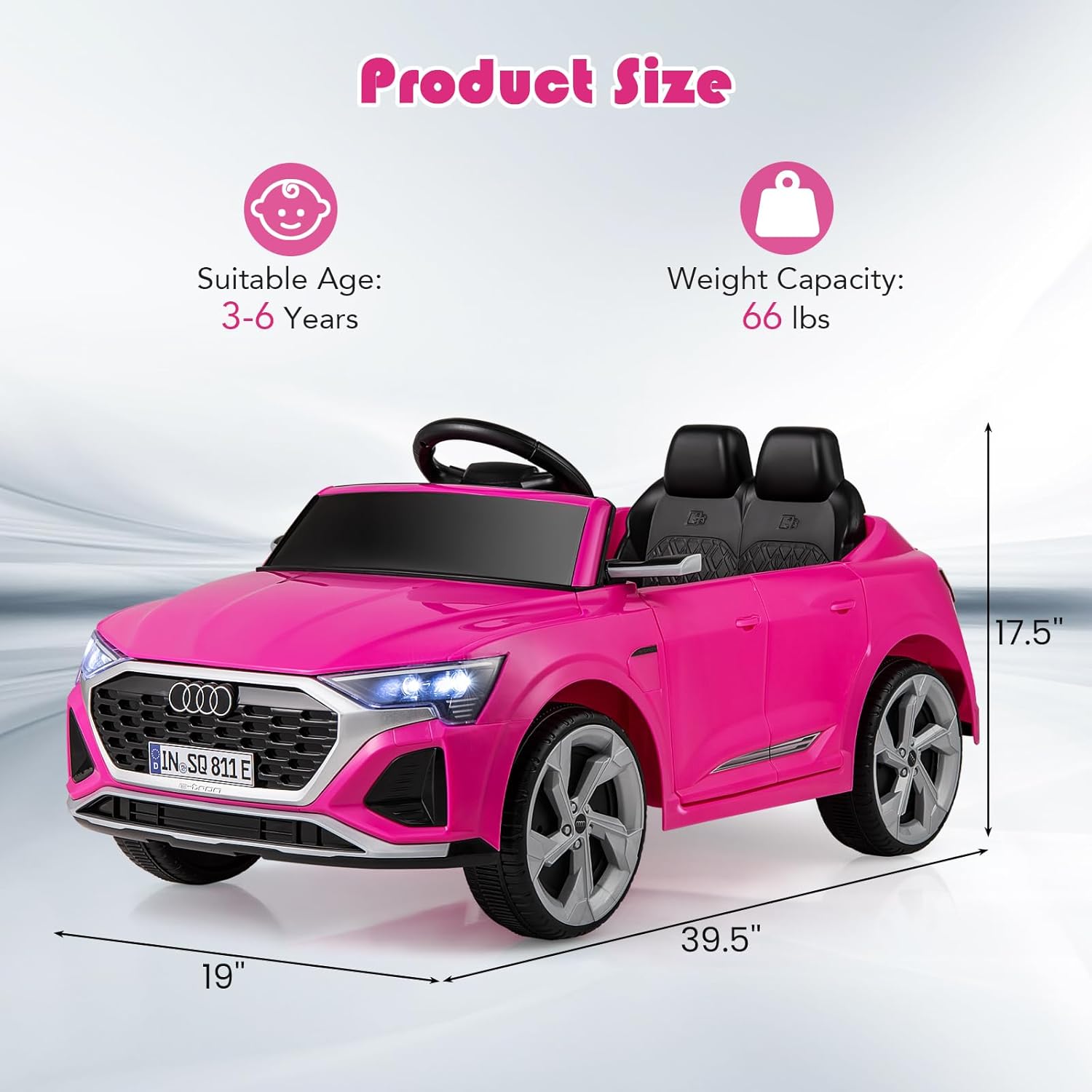 Licensed Audi SQ8 Ride on Car by OLAKIDS, 12V Kids Electric Vehicle with Remote Control, Toddlers Battery Powered Toy with 3 Speeds, Wheels Suspension, Music