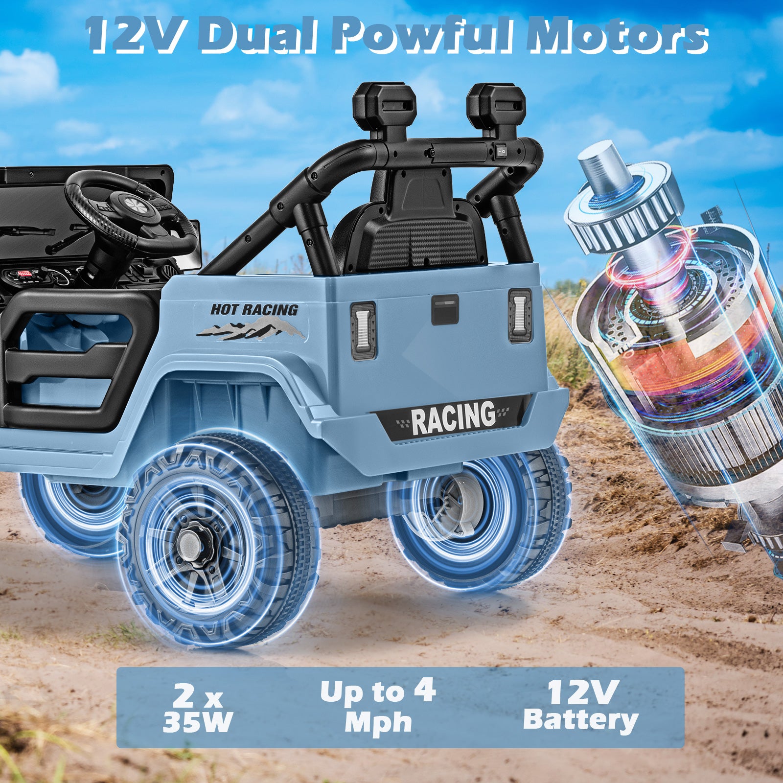 OLAKIDS Ride on Truck 12V Battery Powered Electric Vehicle for 3+ Boys Girls