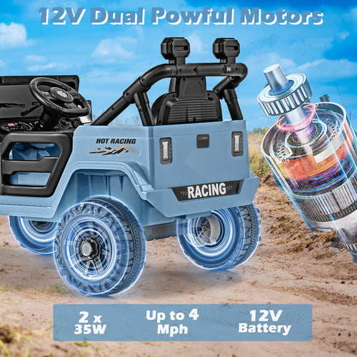 OLAKIDS Ride on Truck 12V Battery Powered Electric Vehicle for 3+ Boys Girls