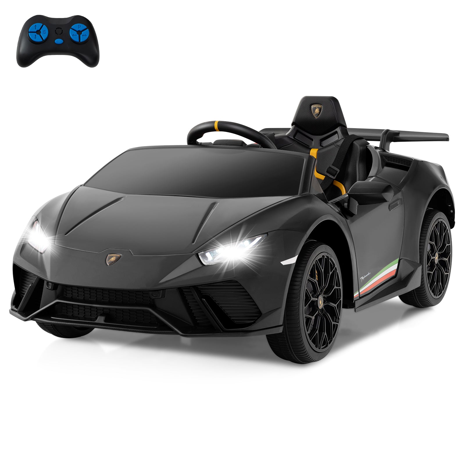 OLAKIDS Licensed Lamborghini Huracan Ride on Car 12V Kids Electric Vehicle for Aged 3-8 Years